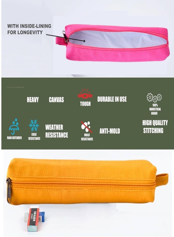 ليفي حقيبة أقلام صغيرة من القماش من Lify للبالغين والأولاد والبنات بتصميم أنيق رفيع، أدوات مدرسية وفنية، لون بني - عبوة من قطعتين (أصفر (قطعة واحدة) + وردي فاتح (قطعة واحدة)) - Image 3